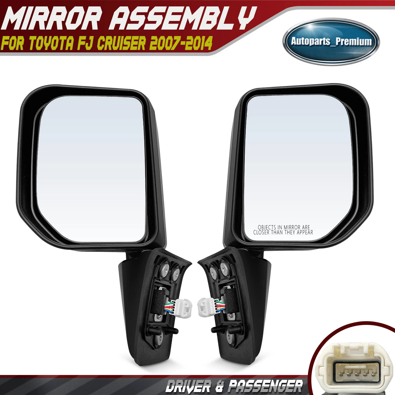 Pair Power Mirror w/ Manual Fold Turn Signal Light for Toyota FJ Cruiser 07-09