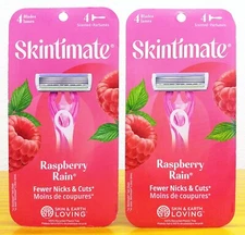 Skintimate 4-Blade Razor for Women, Scented, Raspberry Rain, 4 Ct each, Lot of 2