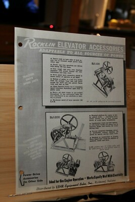 Brochure Rocklin Elevator Power Drive Accessories Vintage 1950's Richmond IN PTO