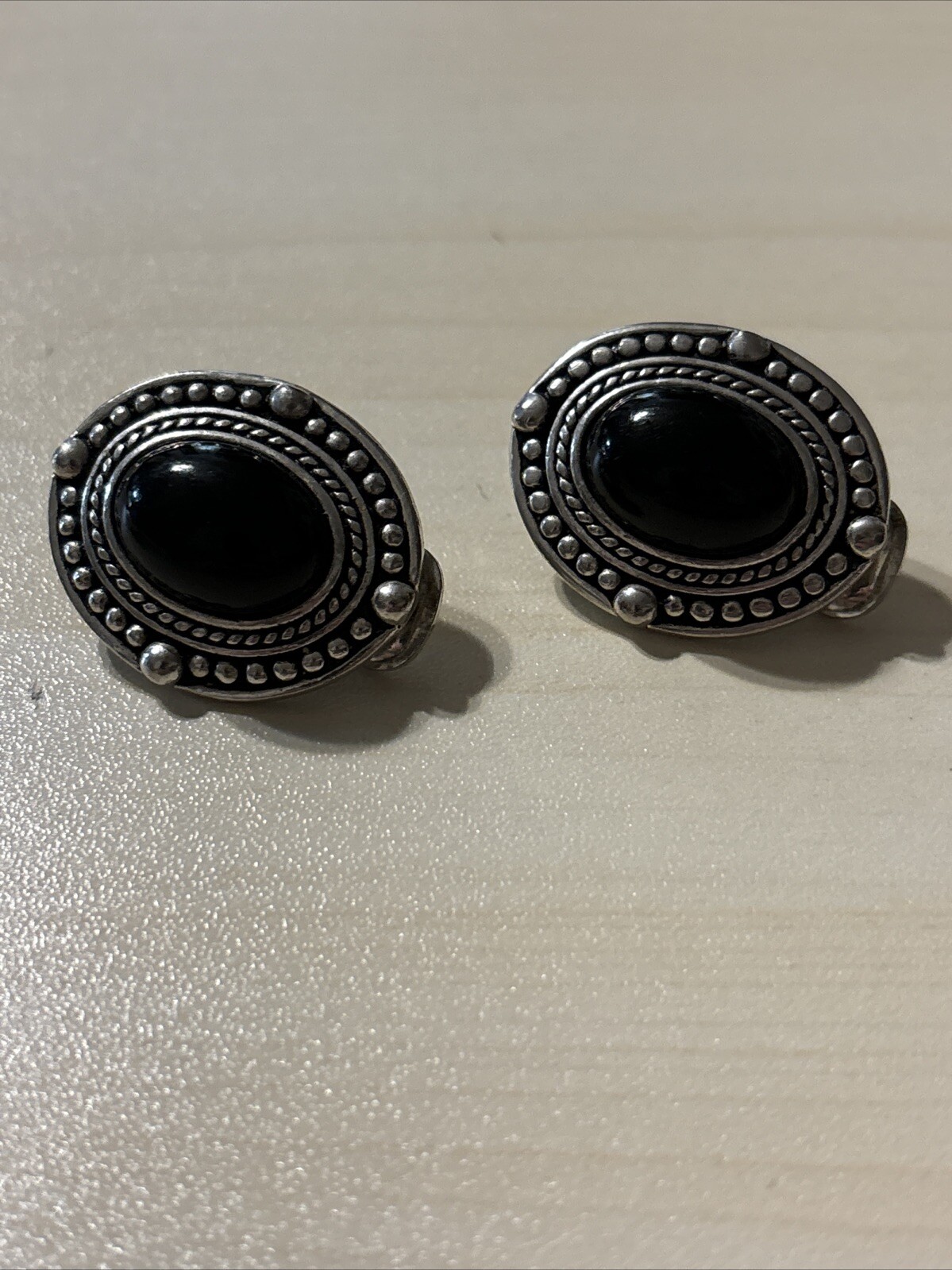 Solid 925 Sterling Silver Large Oval Black Onyx C… - image 2