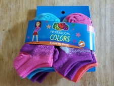 Fruit Of The Loom COLORS 6 Girls No Show Socks S/CH 6-10 1/2