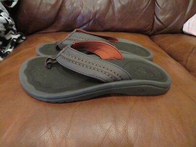 NEW Mens Dark Java Brown Olukai Hokua Flip Flops, 14 | eBay display picture 1