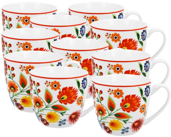 10Er Set Duo Etno Becher 460 Ml ŁOwicz In Tragetasche, New Bone China Porzellan-image