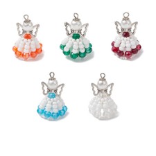 15Pcs Angel Beaded Charms Pendants w/ Butterfly Wings for Jewelry Making Earring