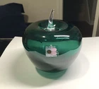 Blenko Glass Handmade Handblown dark green Apple Paperweight Original Piece