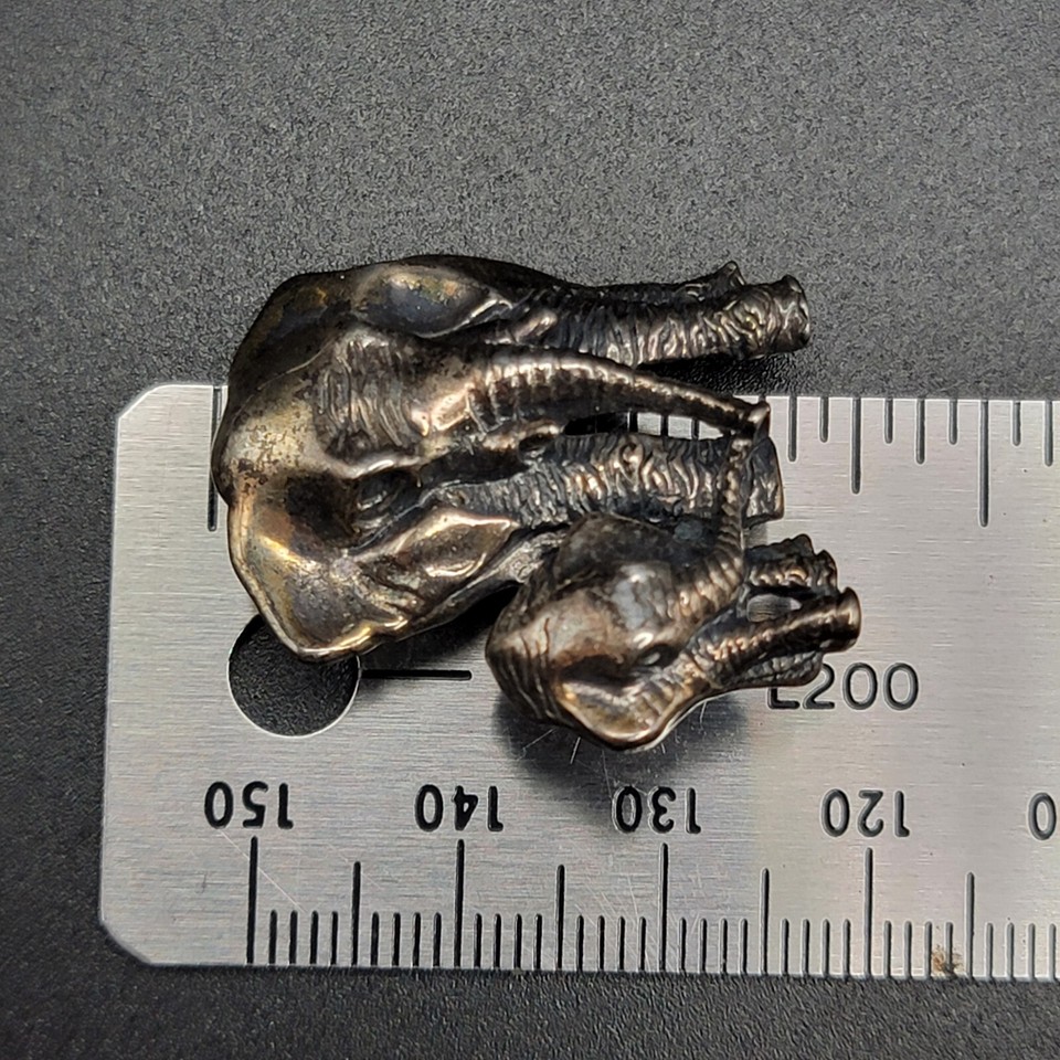 Vintage 925 Silver Brooch Elephant Family Mom Baby Trunks Love Pin Luck Patina 9 eBay