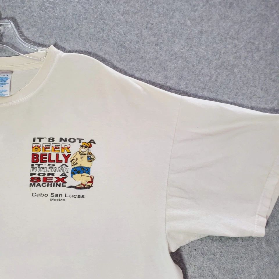 VINTAGE Cabo San Lucas Men Shirt 2XL It's Not A Beer Belly It's A Fuel Tank READ - Image 3 of 4