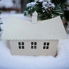 Vintage White Metal House Tea Light Holder Made in India