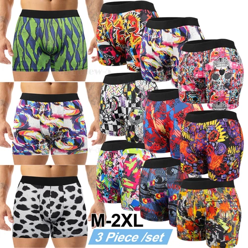 Paquete de 3 calzoncillos boxer para hombre de 4,12"" con estampado de graffiti talla M L XL XXL - Imagen 1 de 19