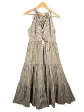 Love The Label Sam Coba striped crochet tiered midi Dress boho sz S