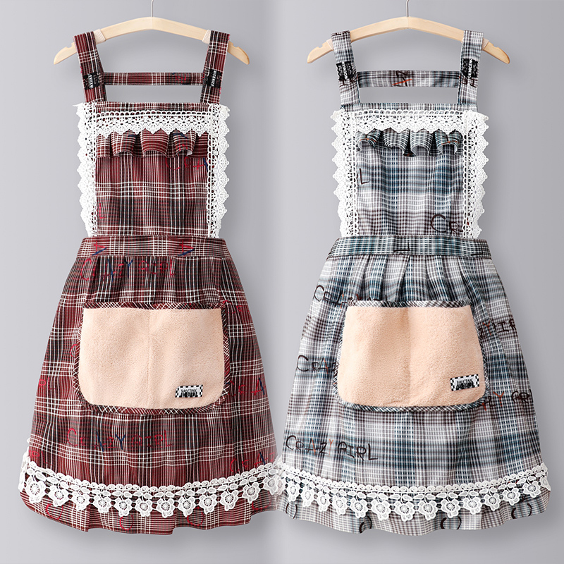 Lace Ruffled Apron Pleat with Pocket Cute Sweet Florist Baking