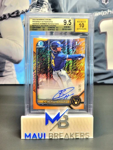2022 Bowman Chrome JACKSON CHOURIO Orange Shimmer Auto BGS 9.5 GEM MINT 🔥