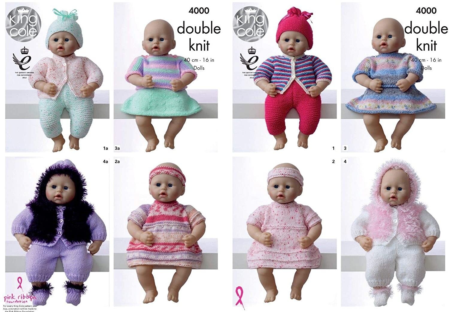 King Cole Chunky  & DK Knitting Pattern - 4000 Dolls Clothes