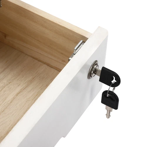 Wooden Desktop Storage Box with Lockable Drawers, Office Supplies File Organizer - Picture 5 of 6