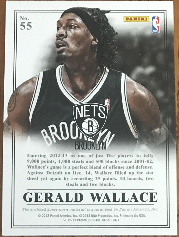 2012-13 Panini Crusade Majestic Materials Gerald Wallace #55 Brooklyn Nets Foto 2 de 2