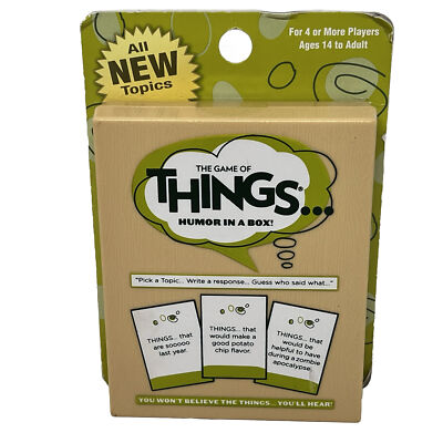 The Game Of Things... Humor In A Box-Pick a topic, write reponse, funny answers