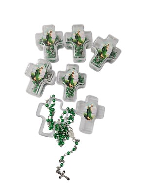 Bulk 24 x  Green St Jude Rosary Green Beads Rosary Necklace Recuerdos De Bautizo