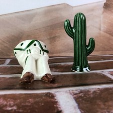 Vintage salt and pepper shakers Mexican Cactus Man Sombrero Siesta