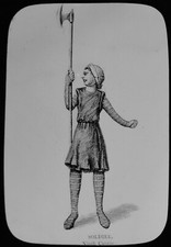9TH CENTURY SOLDIER C1901 Magic Lantern Slide ENGLAND SAXONS KING ALFRED