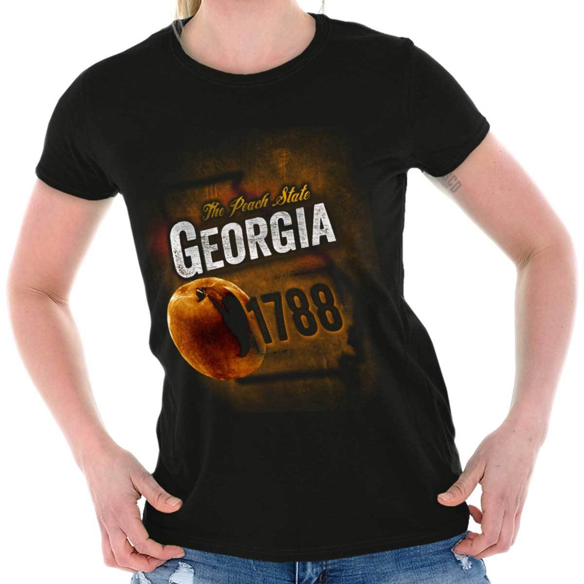 Georgia Peaches Southern State Pride Vacation Graphic T Shirts for Women  T-Shirt
