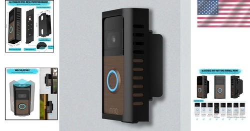Adjustable Anti-Theft Doorbell Mount for Ring Video Doorbells - 45-135° Angle - Picture 2 of 10