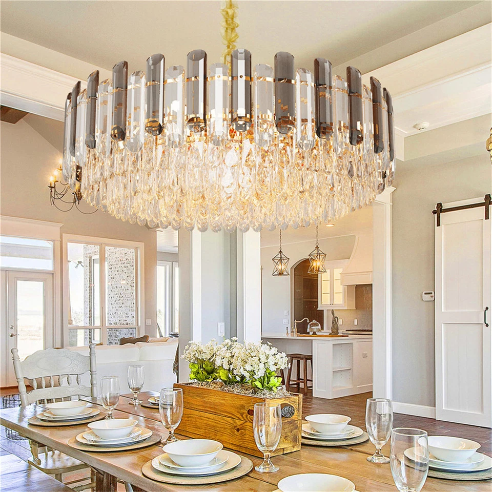 40/60/80cm Raindrop Crystal Chandelier Pendant Ceiling Light Restaurant Kitchen - Image 2 of 4