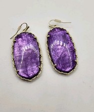 KENDRA SCOTT Purple Mica Macrame Danielle Gold Tone Pierced Hook Dangle Earrings