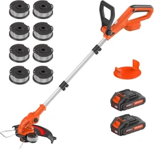 Electric String Trimmer Cordless with 2X2.0Ah Battery, 20V Battery Powered 12-In