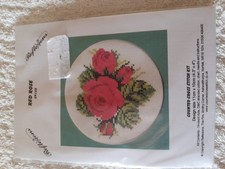 Reflexions Counted Cross Stitch Kit Red Rose CP130, 14 Count 11cmx10cm