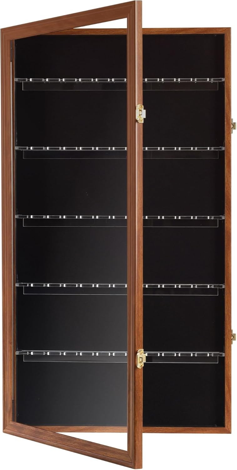 DisplayGifts 60 Souvenir Spoon Tea Display Case Rack Holder Wall Small, Walnut