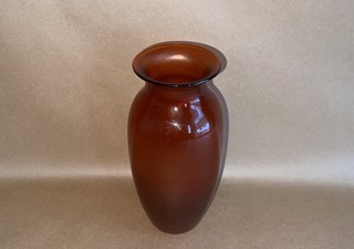 Vintage Josh Simpson Studio Art Glass Red Maroon Iridescent Vase Signed 1992