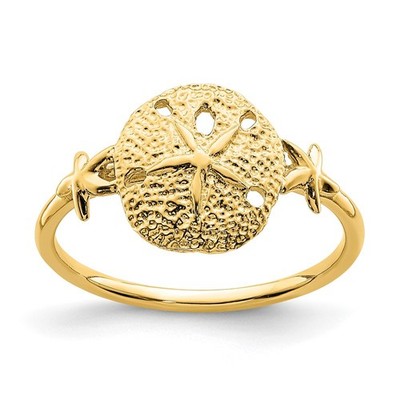 Echter 14k Gelbgold polierter Sand Dollar Ring Größe 7; Wt. 1,84 g