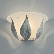 White Murano Glass and Silver Wrought Iron Wall Lamp Shabby Chic BON-208