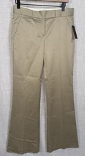 NWT Theory Tara Khaki Wide Leg Flared Cotton Blend Trousers Women  s Pants 4 230
