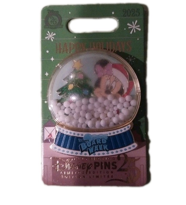 Disney 2025 Happy Holidays Boardwalk Resort Minnie LE Snowglobe Slightly Scuffed
