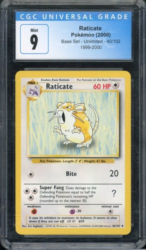 Raticate graded CGC 9 for sale on eBay