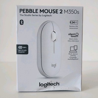 Logitech Pebble 2 M350S Bluetooth Mouse PC/MAC Portable Quiet Clicks Tonal White