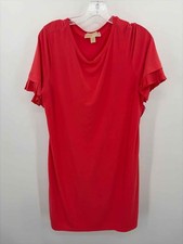 Pre-Owned MICHAEL Michael Kors Orange Size Large Knee Length Short Sleeve Dress