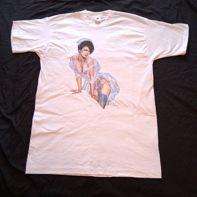 VTG 1990s Olivia de Berardinis Registered Nurse Single Stitch White T-Shirt XL
