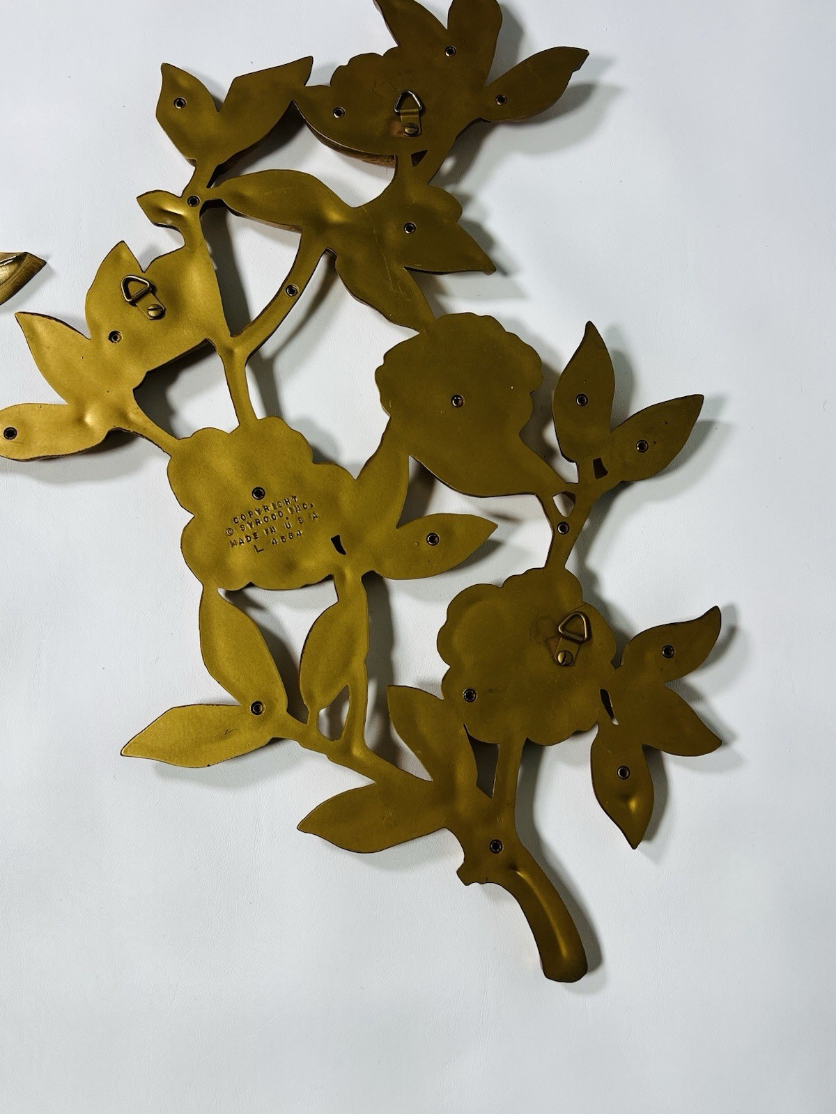 Vintage Syroco dogwood branches floral 2 Wall décor  R & L 1960’s USA MCM GOLD