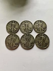 [Lot of 6] WALKING LIBERTY HALF DOLLARS  90% Silver (1937-1945). See Pics:)