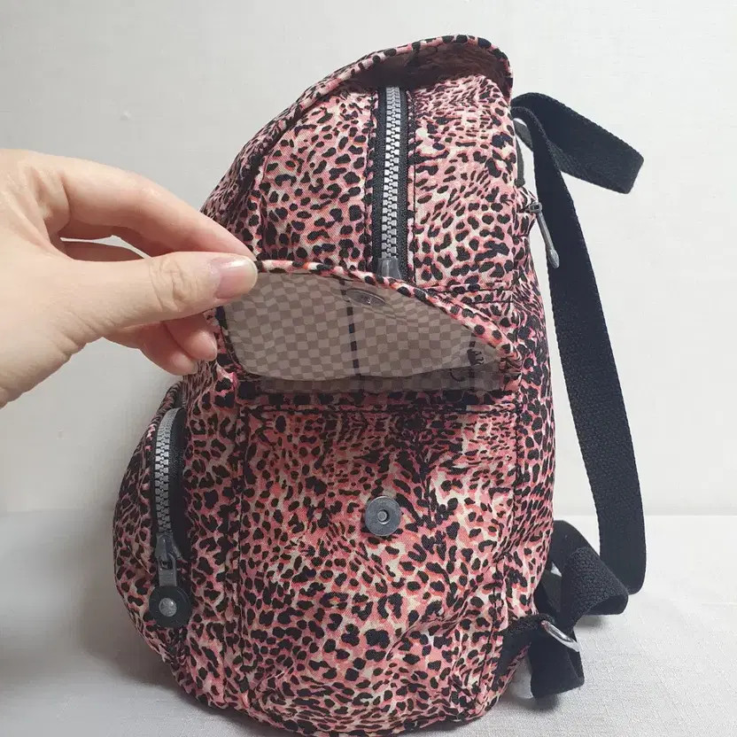 Kipling Leopard Pattern Backpack - Pink & Black A… - image 2