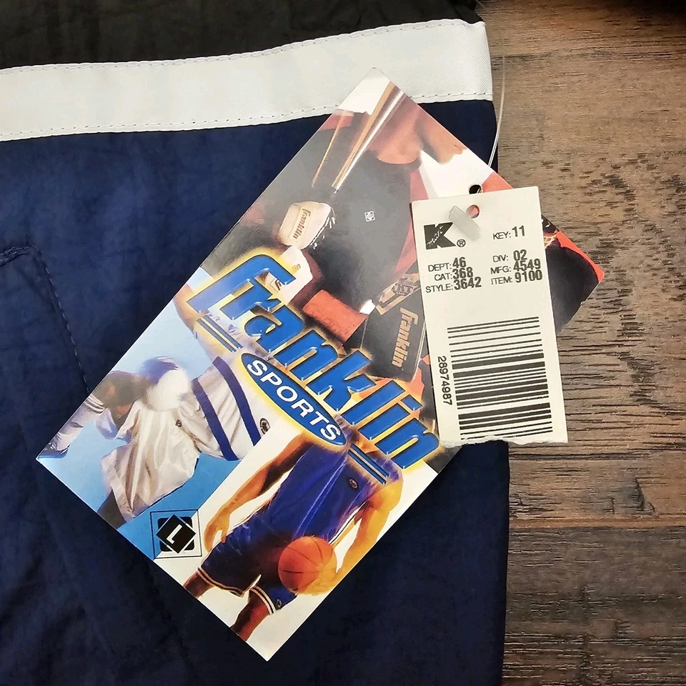 Chaqueta cortavientos grande deportiva vintage Kmart Franklin para hombre azul negra nueva con etiquetas Foto 2 de 4