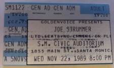 1989 JOE STRUMMER SANTA MONICA CIVIC AUDITORIUM CONCERT TICKET STUB 11/22