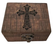 Cross Engraved Rosary Box  Prayer Inspiration First Communion Jewelry keepsa...