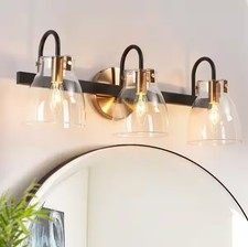 Uolfin Modern Bathroom Vanity Light, 3-Light Gold/Black Wall Vanity Light