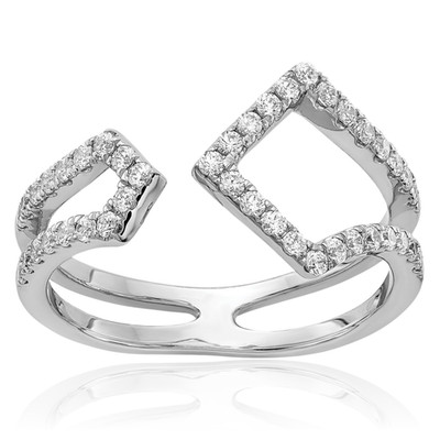 14K Solid White Gold 0.42 ct Lab Created Diamond Cocktail Statement Fashion