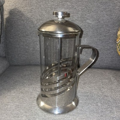 Brandani French Press Coffee Maker Italian Style Glass & Silver 10 