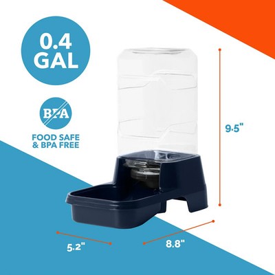 Vibrant Life XS Gravity Pet Waterer 0.4 Gallon Navy for Small Dogs & Cats