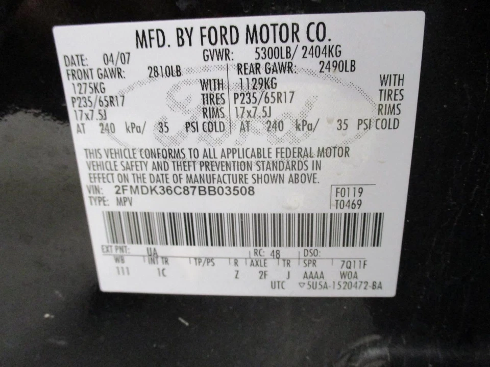 Ford Edge 2007 caja cerebral motor 7T4Z12A650GH 3111 Foto 4 de 4